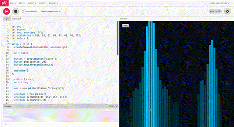 I changed the spectrum colour to blue. I also increased the frequency and made the waves thinner.