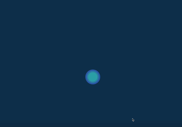 After that, I added two more circles. The second one follows the first one more slowly, and the third one follows the second one even more slowly, so together they create a trailing effect.