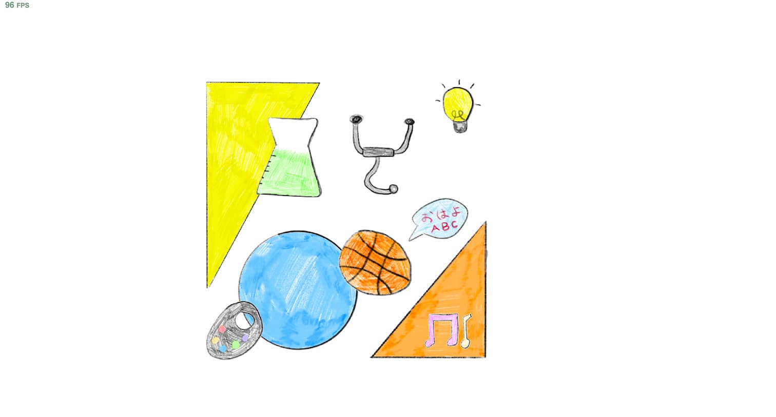 I put my visual elements into the p5 sketch and use facial recognition to play with different angles.